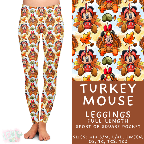 Ready to Ship - Turkey Mouse Full Length Leggings - Square Pocket OS