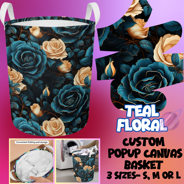 TEAL FLORAL - STORAGE BASKETS ROUND 5 - PREORDER CLOSING 3/16