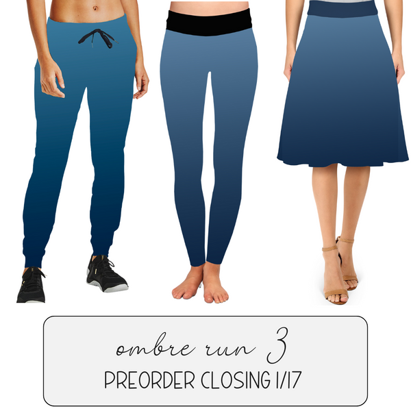 TEAL OMBRE - SKIRT/LEGGING/JOGGER/LOUNGER - OMBRE RUN 3 PREORDER CLOSING 1/17