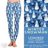 Ready to Ship - Winter Snowman Full Length Leggings - Sport Pocket TC2