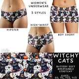 Ready To Ship - Witchy Cats Women's Underwear - Boy Short OS & TC - High Waist OS
