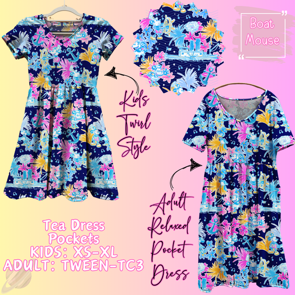 Boat Mouse - Adult & Kids - Magical Tea Dress Run- Preorder Closing 1/29