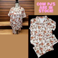 BOHO COW BUTTON UP PJ SET