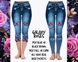 GALAXY ROSES - DENIM RUN W/ BACK POCKETS - LEGGINGS/CAPRI