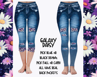 GALAXY DAISY - DENIM RUN W/ BACK POCKETS - LEGGINGS/CAPRI