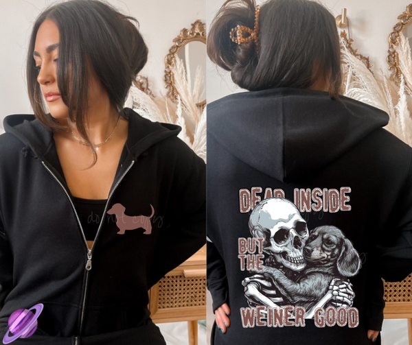 DEAD INSIDE DOG - HEAVY COTTON FRONT ZIP UNISEX HOODIE PREORDER CLOSING 1/3