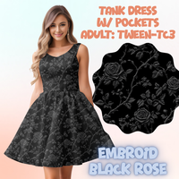EMBROID BLACK ROSE - ADULT TANK DRESS PREORDER CLOSES 5/15
