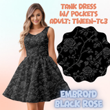 EMBROID BLACK ROSE - ADULT TANK DRESS PREORDER CLOSES 5/15