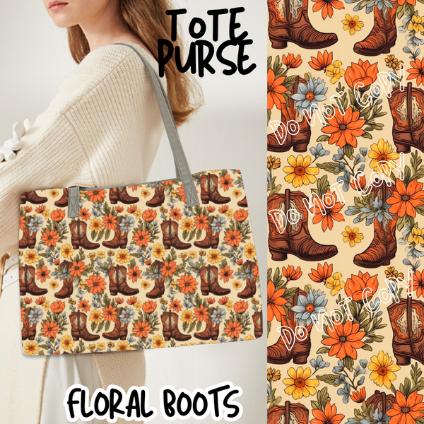 FLORAL BOOTS  - BAG RUN 3 - TOTE PURSE - PREORDER CLOSING 10/22