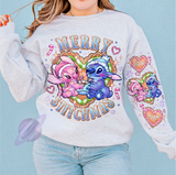 XMAS IN JULY-GINGERBREAD ALIEN- CREWNECK SWEATSHIRT W/ SLEEVE PRINT