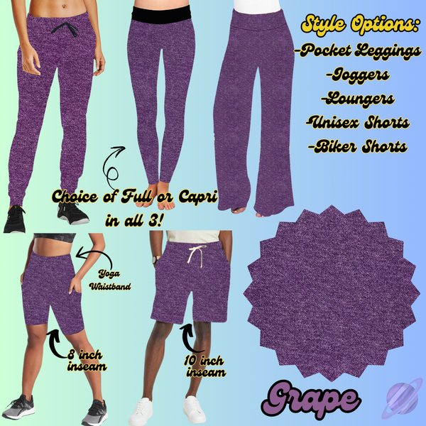 GRAPE - LEGGING/JOGGER/LOUNGER/SHORTS - COLOR DENIM RUN PREORDER CLOSING 5/6