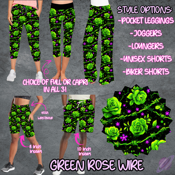 GREEN ROSE WIRE - LEGGING/JOGGER/LOUNGER/SHORTS - B105 PREORDER CLOSING 5/19
