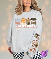 COFFEE VIBES SWEATSHIRT W/ SLEEVE PRINT