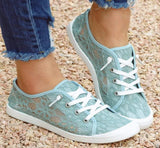 CANVAS SNEAKER RUN- TEAL LACE