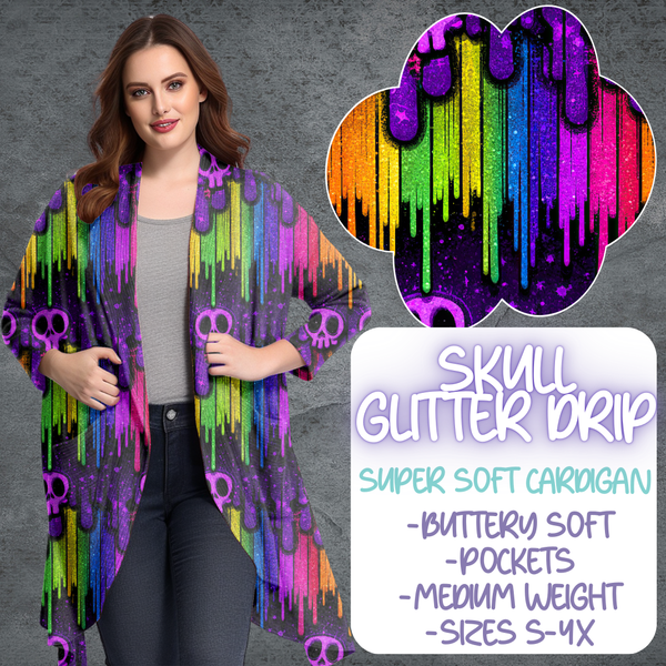 SKULL GLITTER DRIP - CARDIGAN B105 PREORDER CLOSING 5/19