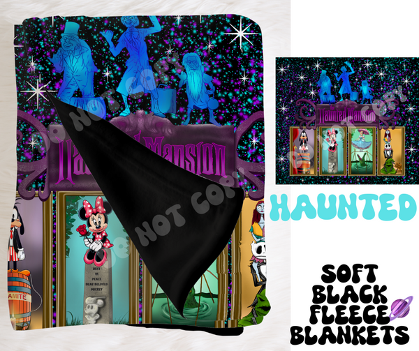 HAUNTED - SOFT BLACK FLEECE THROW BLANKET