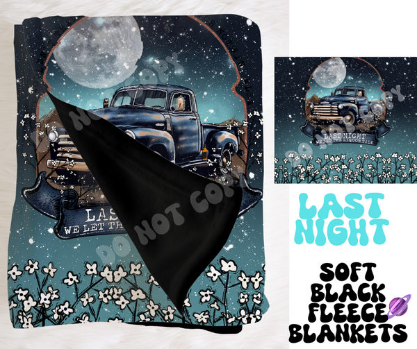 LAST NIGHT - SOFT BLACK FLEECE THROW BLANKET