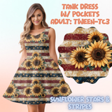 SUNFLOWER STARS & STRIPES - ADULT TANK DRESS PREORDER CLOSES 5/15