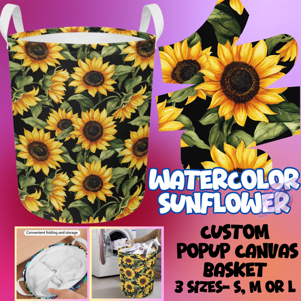 WATERCOLOR SUNFLOWER - STORAGE BASKETS ROUND 5 - PREORDER CLOSING 3/16