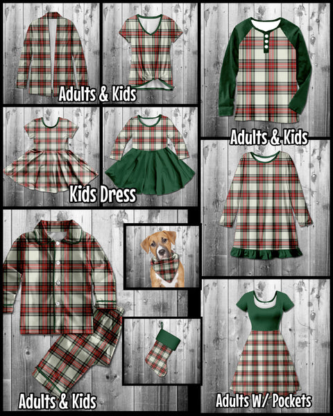 #5822- Christmas Plaid Cream/Green/Red- ADULTS